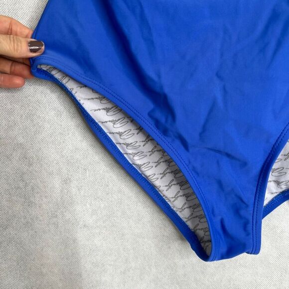 Marilyn Monroe 1 Piece Electric Blue Cutout Embroidered Top Swimsuit Sz Lg - Picture 4 of 10